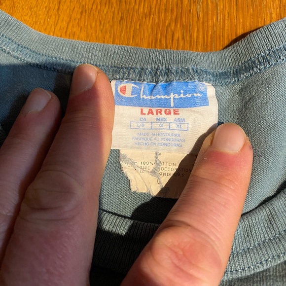 Champion Olive Green‎ early 2000’s short sleeve reverse weave logo T-Shirt L - Picture 4 of 8